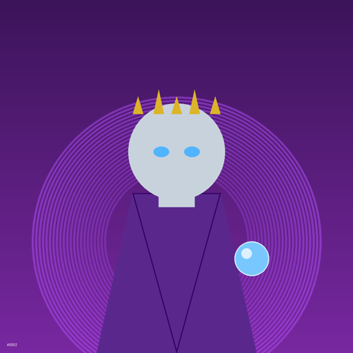 Legendary chrome monk with cosmic aura
